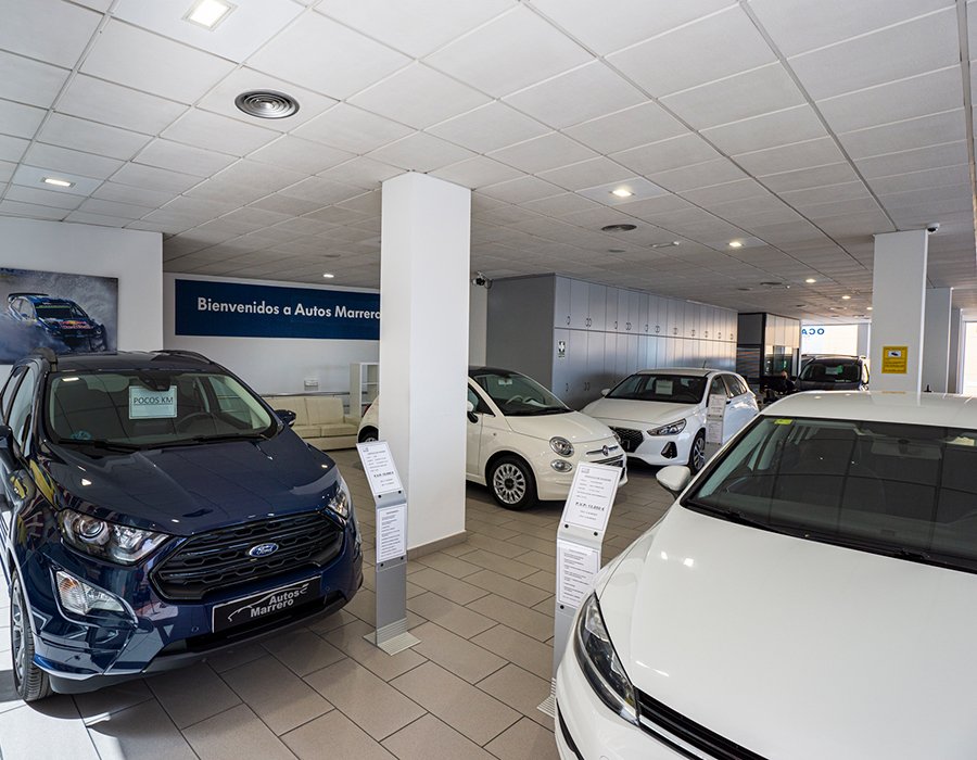 Vehículos en exposición en la sede de la compañía